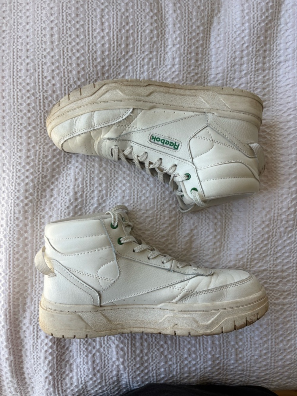 Reebok Off-White High-Top Leather Sneakers